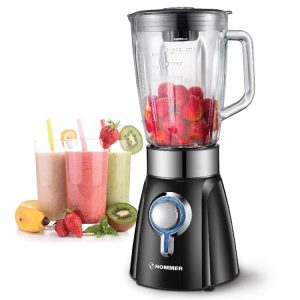 Hommer 600 Watt 1.5 Liters Blender with 6 Stainless Steel Blades Glass Pot - Image 3