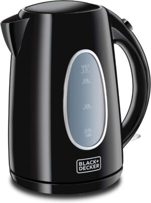 Black & Decker Stainless Steel Electric Kettle, 2200 Watts, 1.7 Liters, Black - JC69-B5 - Image 1