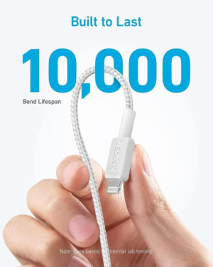 ⁦كابل USB-C إلى لايتنينج 3 قدم، من أنكر، أبيض A81B5H21⁩ - الصورة ⁦3⁩