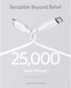 ⁦كابل USB-C إلى USB-C 3 قدم، من أنكر، أبيض A8552H21⁩ - الصورة ⁦4⁩