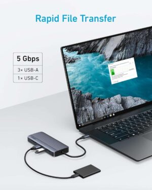 ⁦موزع USB 10 في 1، من انكر، رمادي - A83C2HA1⁩ - الصورة ⁦4⁩