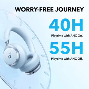 SoundCore Space One Wireless Over Ear Headphone ,Noise Cancellation , Sky Blue - A3035031 - Image 5