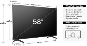 Hisense, Smart TV Screen, 58 Inches, 58A6N - Image 5