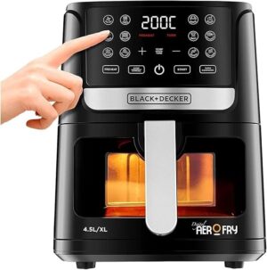 ⁦مقلاة هوائية رقمية، 12 في 1، 4.5 لتر، 1500 وات، من بلاك أند ديكير AF4500-B5⁩ - الصورة ⁦4⁩