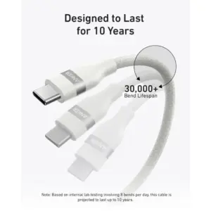 كابل انكر USB-C إلى USB-C بطول 6 قدم، قدرة 240 واط، أبيض - A82E2H22 - الصورة 5