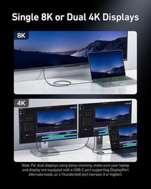 ⁦كابل Thunderbolt 4، 3.3 قدم، 240 واط، سرعة 40 جيجابت/ثانية، مجدول، أسود، من أنكر،A84N0011<br><br>⁩ - الصورة ⁦3⁩