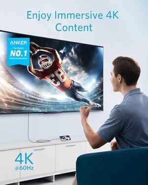 كابل USB-C إلى HDMI من النايلون، بطول 6 أقدام، أسود، من أنكر A8730H11 - الصورة 4
