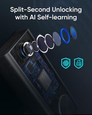 ⁦يوفي، قفل ذكي أمني واي فاي، ببصمة الإصبع، ذكي، أسود، من أنكر S230⁩ - الصورة ⁦3⁩