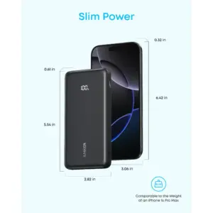 ⁦باور بانك Zolo سلكي ديجيتال مع كابل مدمج USB-C، بسعة 20000 مللي امبير، 3 منفذ، بقوة 22.5 وات، USB-C + USB-A، اسود - A110EH11⁩ - الصورة ⁦4⁩
