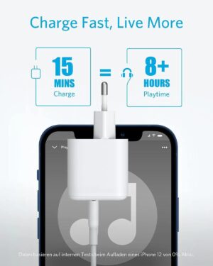 Anker PowerPort III Type-C Wall Charger, 20 Watt, White - A2149L23 - Image 4