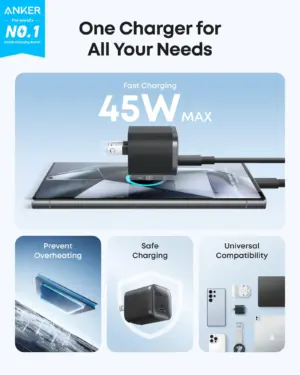 Anker Nano Fast Charger with USB-C to USB-C Cable , 45 W , Black - A2692L11 - Image 3