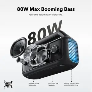 Anker Soundcore Boom 2 Portable Bluetooth Speaker ,80W  , Black - A3138011 - Image 4