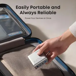 Anker Fast Charger ,140W, 4-Port PD 3.1 With USB-C Cable , Silver - B2697G41 - Image 5